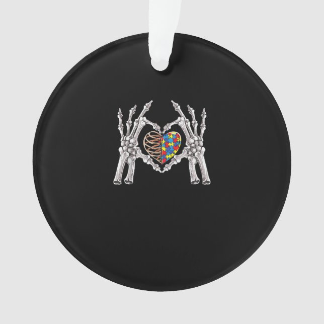 Autismus Bewusstsein Gothic Skull Hand Autismus Pu Ornament (Vorderseite)