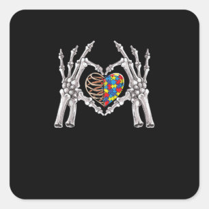Autismus Bewusstsein Gothic Skull Hand Autismus Pu Quadratischer Aufkleber