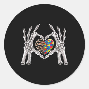 Autismus Bewusstsein Gothic Skull Hand Autismus Pu Runder Aufkleber