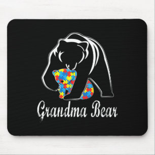 Autismus-Bewusstsein Großmutter-Bär Unterstützt Au Mousepad