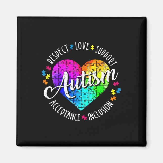 Autismus Bewusstsein Herz Achtung Liebe Unterstütz Magnet (Vorne)