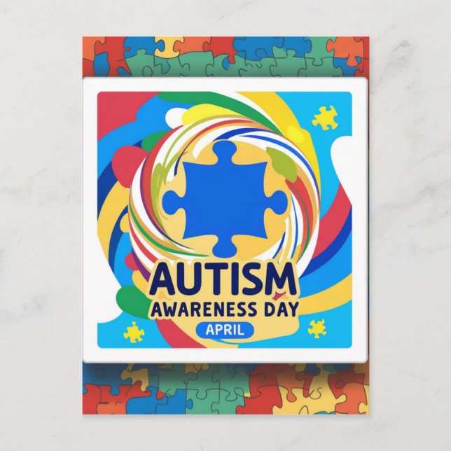 Autismus Bewusstsein Herz April Monat Postkarte (Vorderseite)