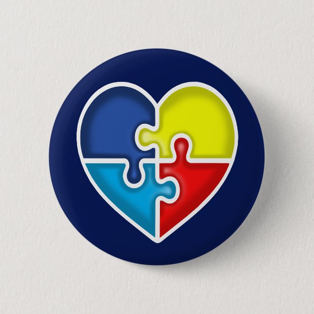 Autismus Bewusstsein Herz Button (Vorderseite)