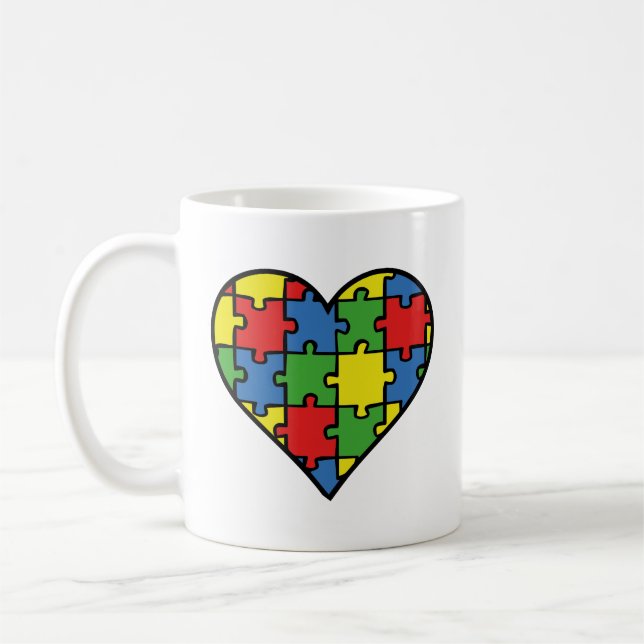 Autismus Bewusstsein Herz Kaffee Tasse (Links)