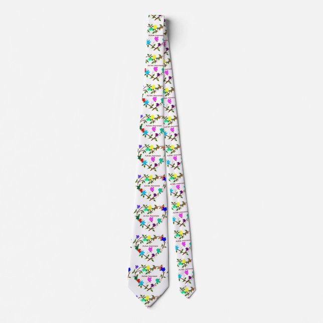 Autismus Bewusstsein Herz Puzzleteile Neck Tie Krawatte (Vorderseite)