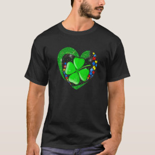 Autismus-Bewusstsein Herz Shamrock St Patricks Tag T-Shirt