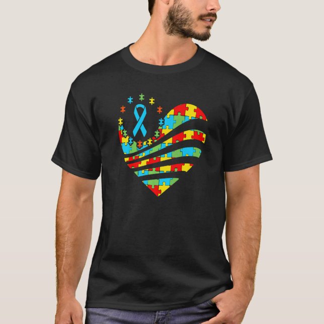 Autismus Bewusstsein Herz Unterstützung Autistisch T-Shirt (Vorderseite)
