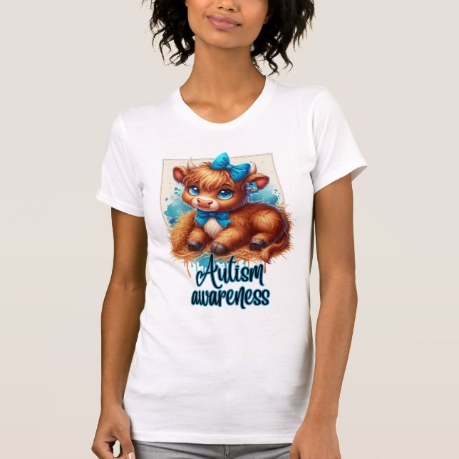 Autismus Bewusstsein Hochland-Kuh-Shirt T-Shirt (Vorderseite)