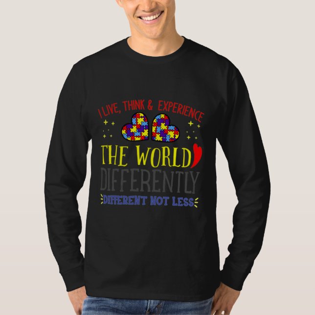 Autismus Bewusstsein, ich lebe denken und erleben  T-Shirt (Vorderseite)
