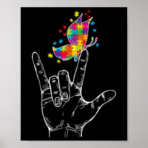 Autismus-Bewusstsein Ich liebe dich Asl Handzeiche Poster