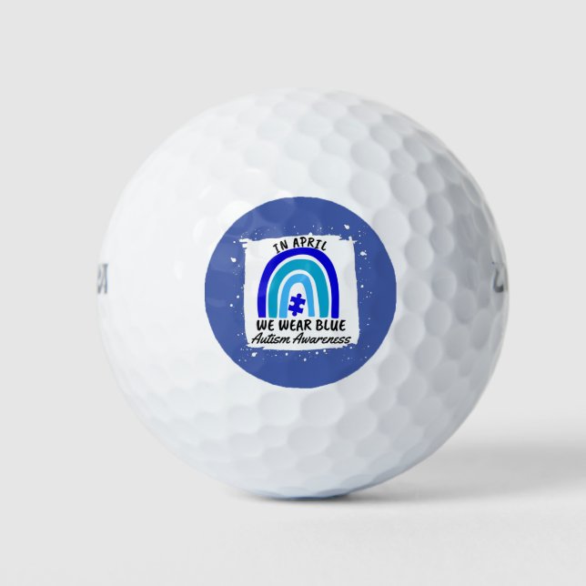 Autismus Bewusstsein im April tragen wir Blau Golfball (Vorderseite)
