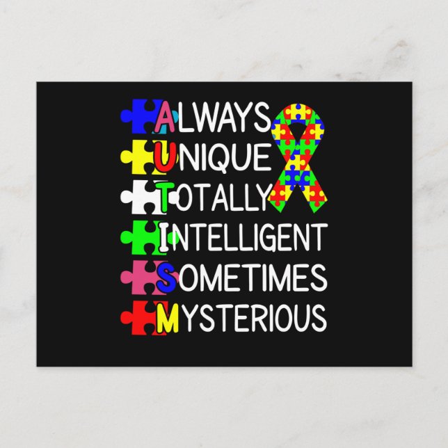 Autismus Bewusstsein immer einzigartig Postkarte (Vorderseite)