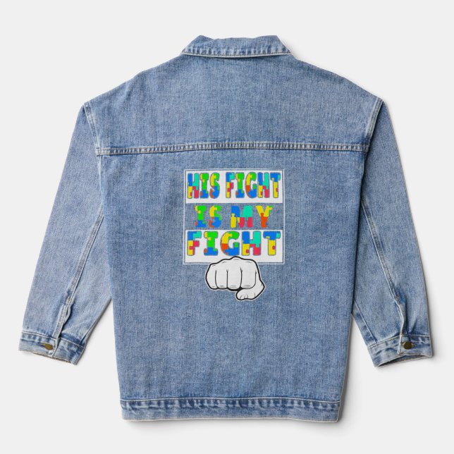 Autismus Bewusstsein ist sein Kampf ist mein Kampf Jeansjacke (Rückseite)
