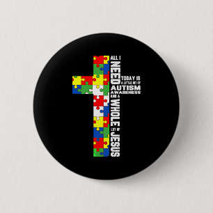 Autismus-Bewusstsein Jesus-Kreuz-Puzzle Cool Chris Button