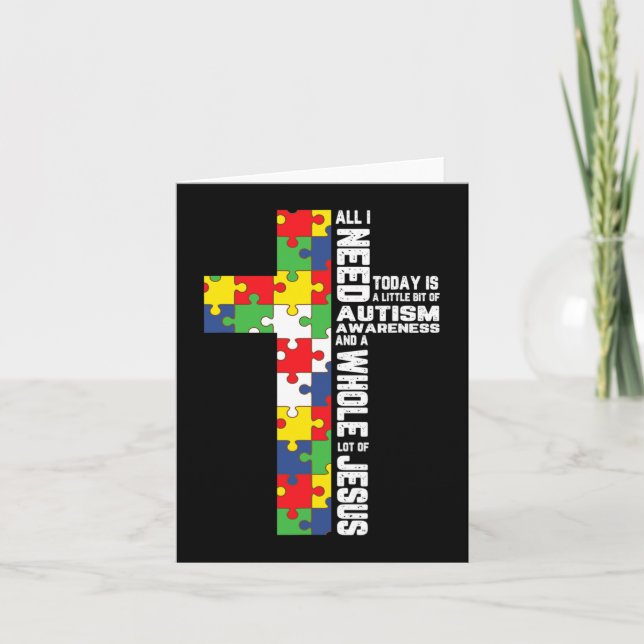 Autismus Bewusstsein Jesus Kreuz Puzzle Cool Chris Karte (Vorderseite)