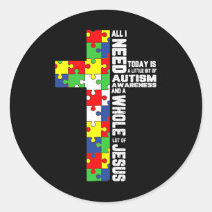 Autismus Bewusstsein Jesus Kreuz Puzzle Cool Chris Runder Aufkleber