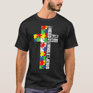 Autismus-Bewusstsein Jesus Kreuz Puzzle Cool Chris T-Shirt