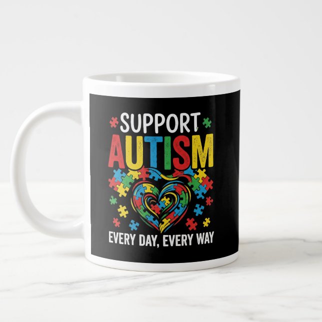 Autismus-Bewusstsein Jumbo-Tasse (Links)
