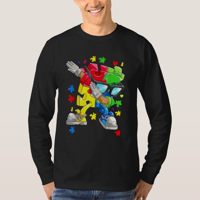 Autismus Bewusstsein Jungen Kinder Dabbing Puzzle  T-Shirt (Vorderseite)