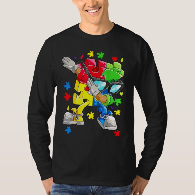 Autismus Bewusstsein Jungen Kinder Dabbing Puzzle  T-Shirt (Vorderseite)