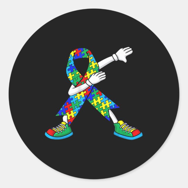 Autismus Bewusstsein Kinder Jungen Kleinkinder Dab Runder Aufkleber (Vorderseite)