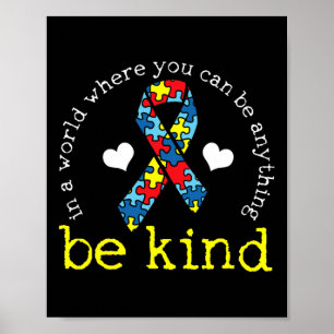 Autismus Bewusstsein Kindness Band Herz Poster