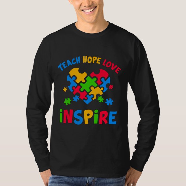 Autismus Bewusstsein Lehrer Lehrer Lehre Liebe Tea T-Shirt (Vorderseite)