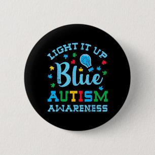 Autismus-Bewusstsein Licht Erhellt Blau ASD Unters Button