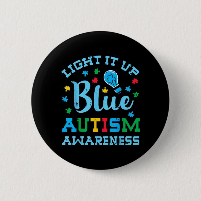 Autismus-Bewusstsein Licht Erhellt Blau ASD Unters Button (Vorderseite)