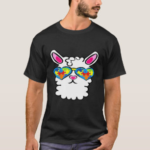 Autismus-Bewusstsein-Llama-Herz-Puzzle-Sonnenbrill T-Shirt