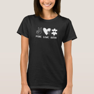 Autismus-Bewusstsein Lustig Frieden Liebe Autismus T-Shirt