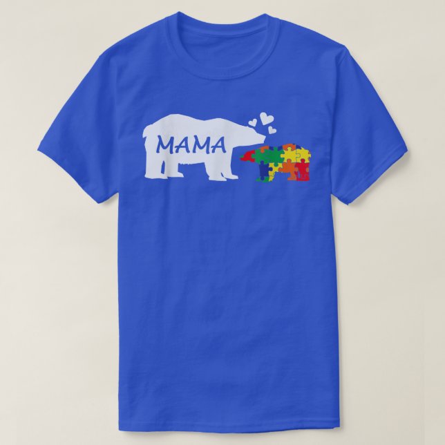 Autismus Bewusstsein Mama Bear Puzzle Piece Autist T-Shirt (Design vorne)