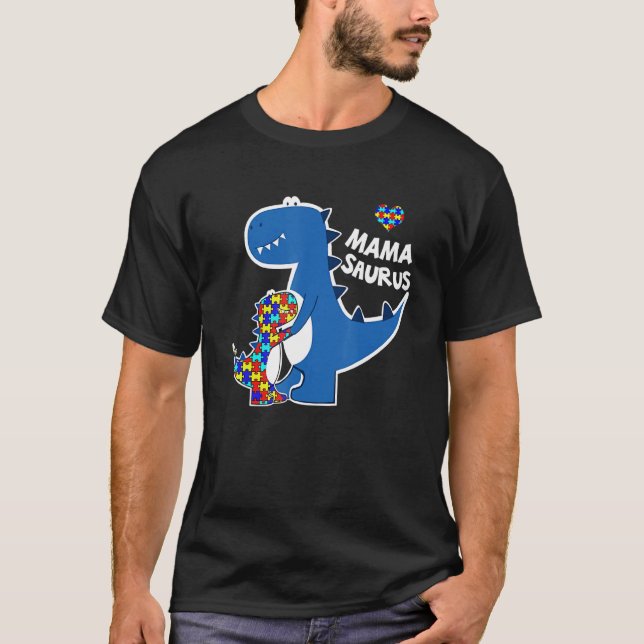 Autismus Bewusstsein Mama Saurus Dinosaur Puzzle M T-Shirt (Vorderseite)