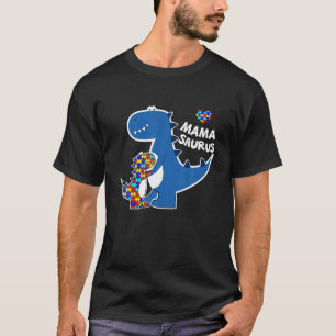 Autismus Bewusstsein Mama Saurus Dinosaur Puzzle M T-Shirt