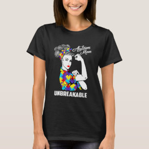 Autismus-Bewusstsein Mama Unordentlicher Dutt Puzz T-Shirt