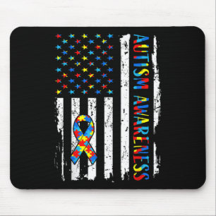 Autismus Bewusstsein Mama Vater Usa Flaggenwarnsys Mousepad