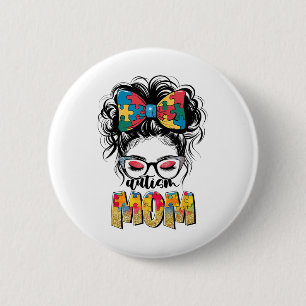 Autismus Bewusstsein Messy Bun Autismus Mama Coque Button
