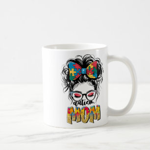 Autismus Bewusstsein Messy Bun Autismus Mama Coque Kaffeetasse