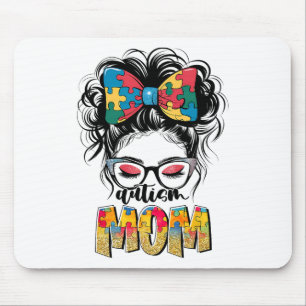 Autismus Bewusstsein Messy Bun Autismus Mama Coque Mousepad