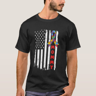 Autismus-Bewusstsein Mom USA-Flagge Autistische Ki T-Shirt