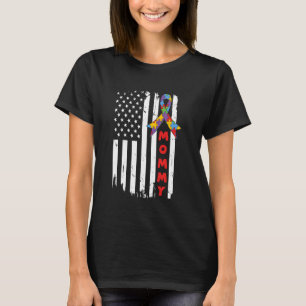 Autismus-Bewusstsein Mom USA-Flagge Autistische Ki T-Shirt
