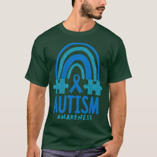 Autismus Bewusstsein Monat Blauer Regenbogen Puzzl T-Shirt