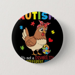 Autismus-Bewusstsein Mutter Huhn Andersfähigkeit  Button