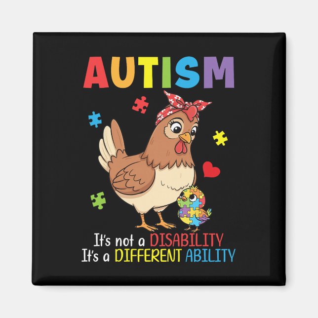 Autismus-Bewusstsein Mutter Huhn Andersfähigkeit  Magnet (Vorne)