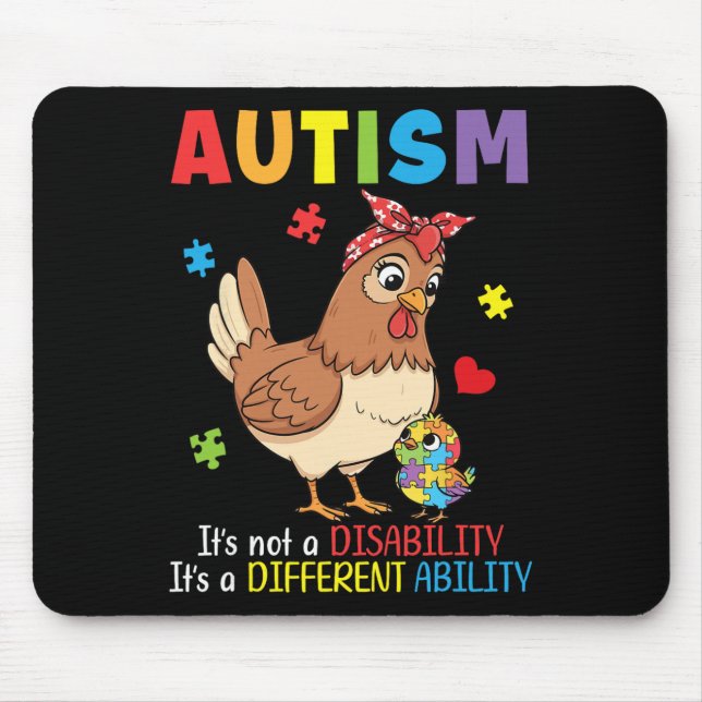 Autismus-Bewusstsein Mutter Huhn Andersfähigkeit  Mousepad (Vorne)