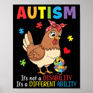 Autismus-Bewusstsein Mutter Huhn Unterschiedliche Poster
