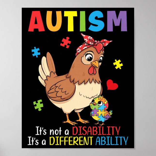 Autismus-Bewusstsein Mutter Huhn Unterschiedliche  Poster (Vorne)
