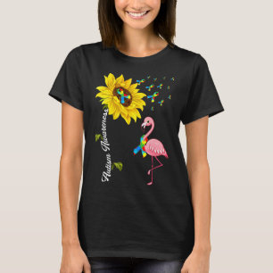 Autismus Bewusstsein Niedlich Sonnenblume Flamingo T-Shirt