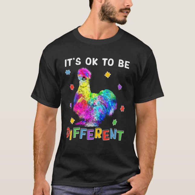Autismus Bewusstsein Niedliche Silkie-Hühnchen Es  T-Shirt (Vorderseite)