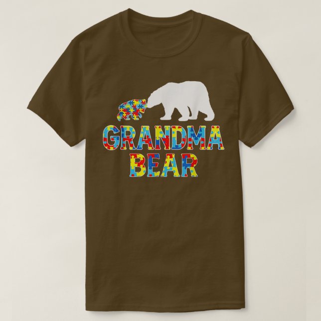 Autismus Bewusstsein Oma Bären Puzzle Unterstützun T-Shirt (Design vorne)